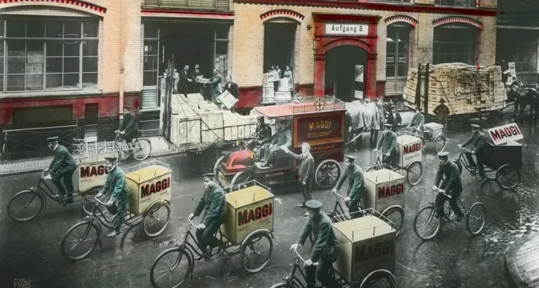 Unbekannt, Reproduktion des Museum Aimentarium Maggi-Auslieferung per Fahrrad.