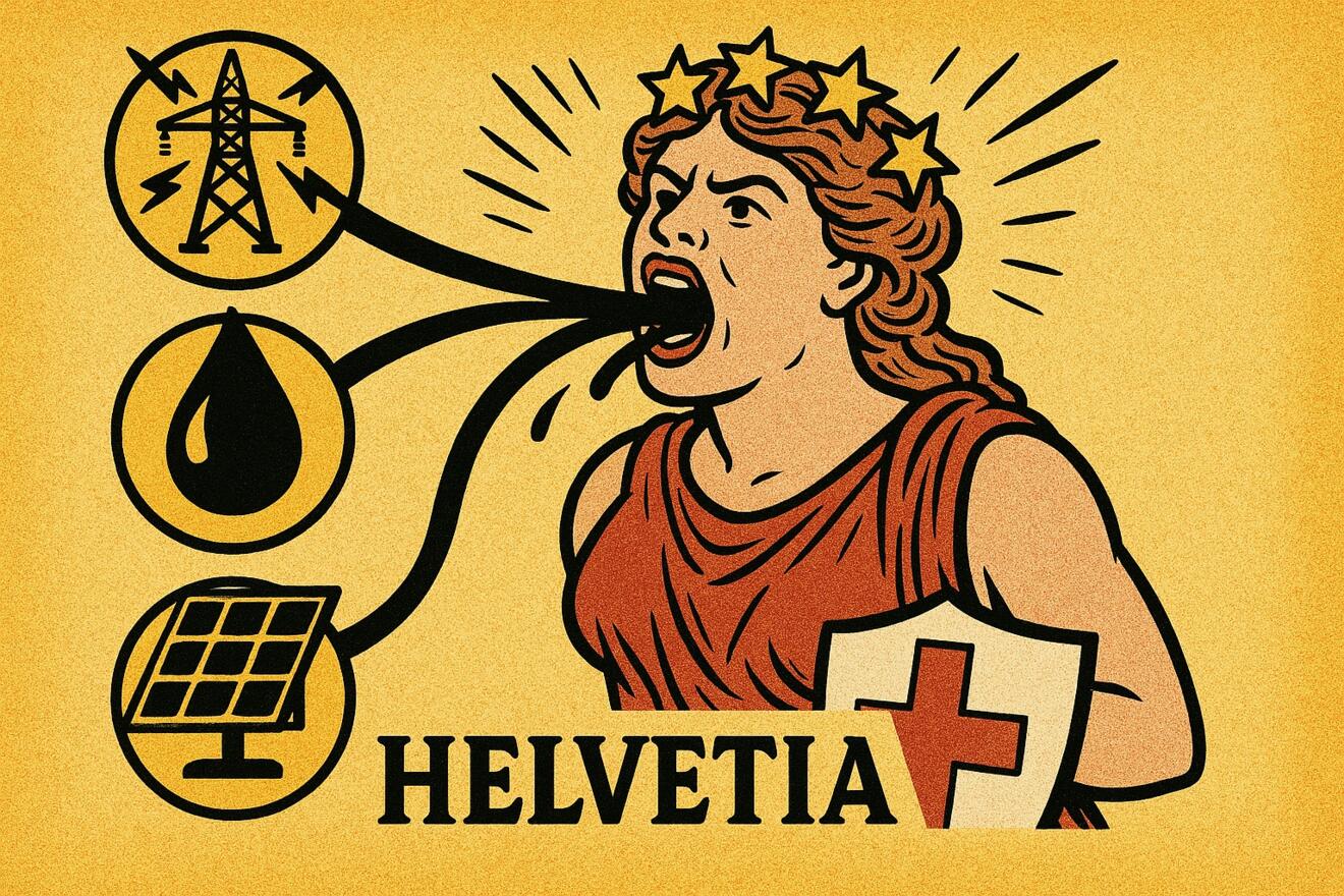 KI Illustration: Helvetia schluckt Energie