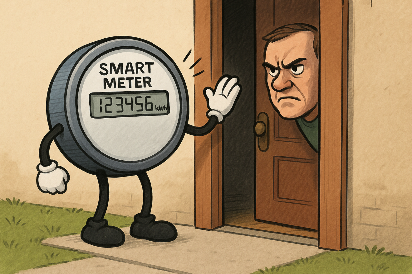 KI-Illustration Smart Meter will Einlass.