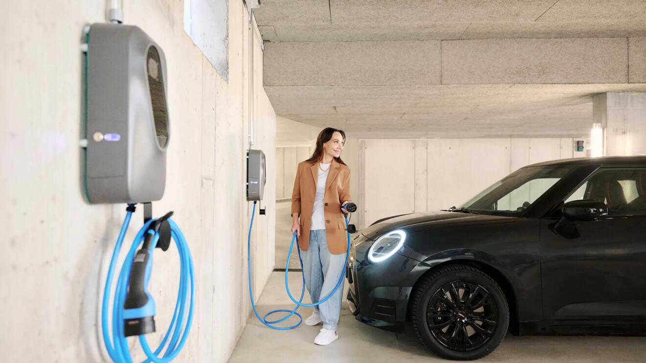 Ladelösung EKZ im Bild in einer Tiefgarage.