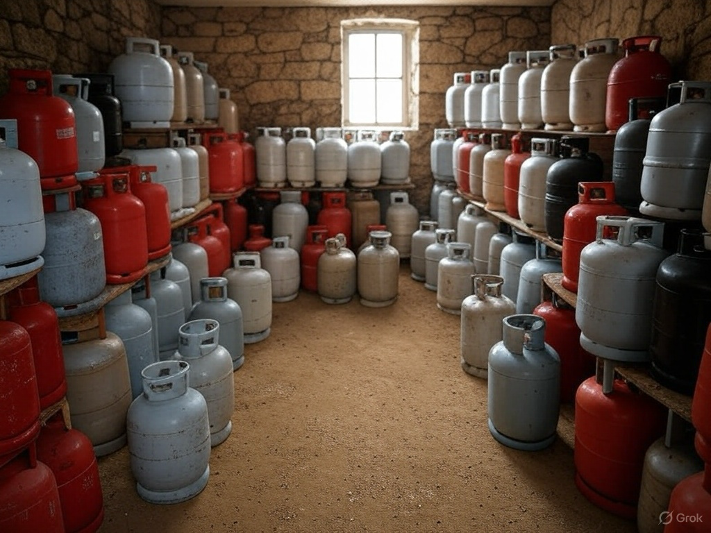 Gasflaschen im Lager.