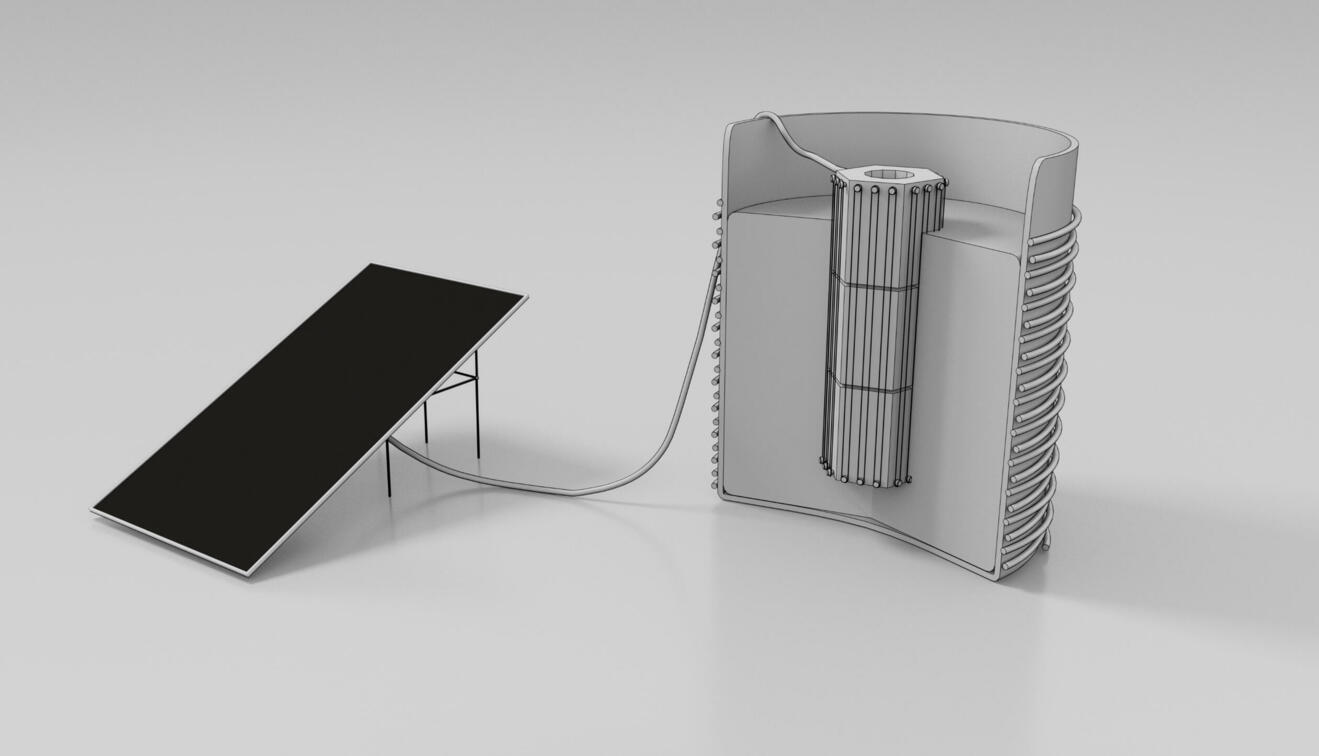 Funktionsprinzip der Sandbatterie.