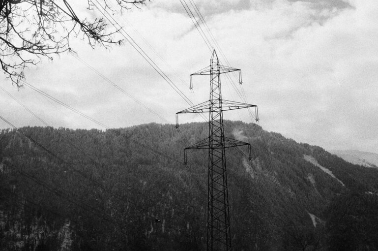 Hochspannungsleitung in Graubünden.